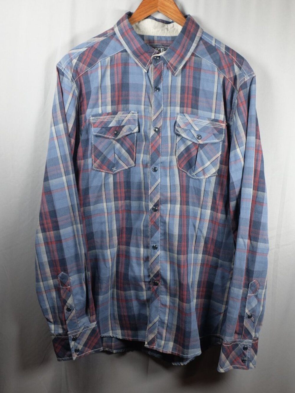 BKE Shirt Mens Medium Athletic Fit Western Pearl Snap Plaid Long Sleeve